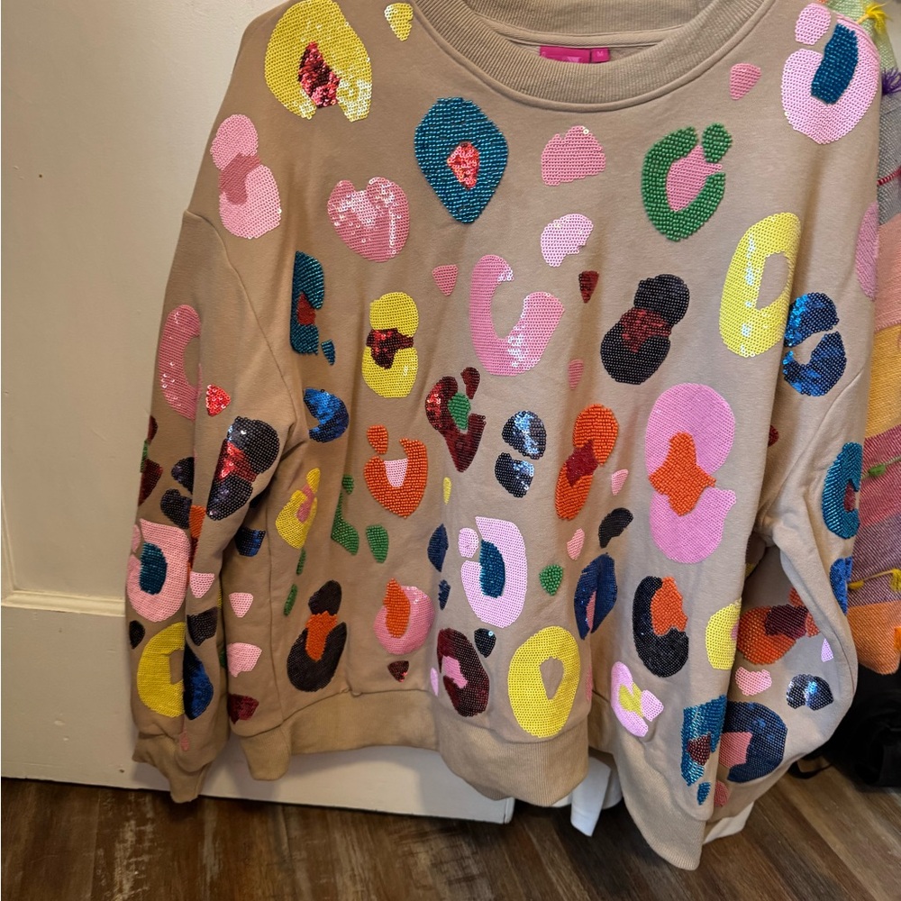Queen of Sparkles - Tan Multi Leopard Sweatshirt